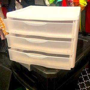 White/clear/plastic/tote/drawer/organizer/dresser